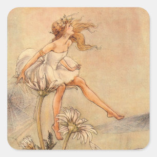 Fairy on a Daisy Square Sticker