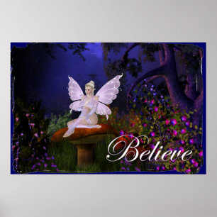 Fairy on a Mushroom Design 3 - Believe Print