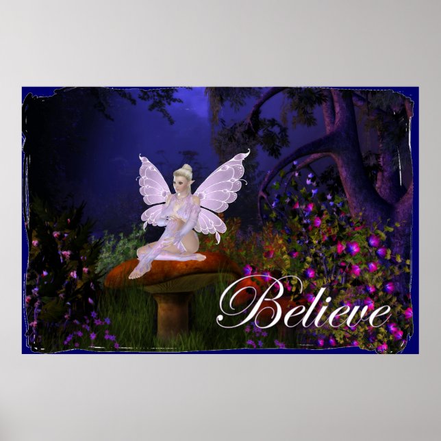 Fairy on a Mushroom Design 3 - Believe Print (Front)