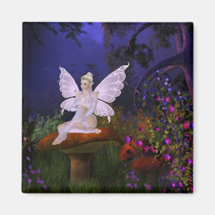Fairy on a Mushroom Design 3 - Fantasy Magnet