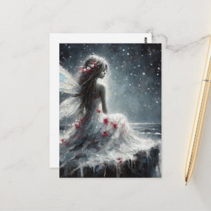 Fairy on a Seaside Cliff in a White Dress Postcard