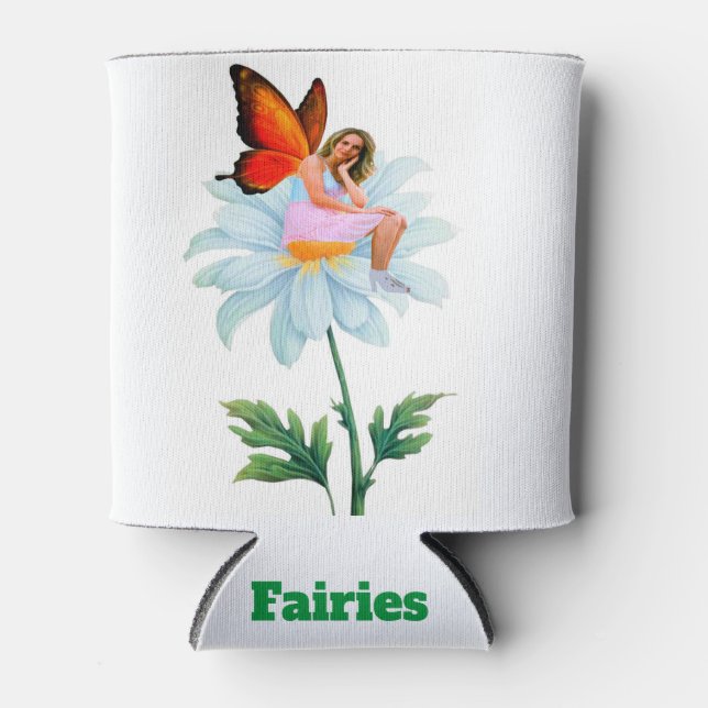 Fairy on Daisy Can Cooler (Front)