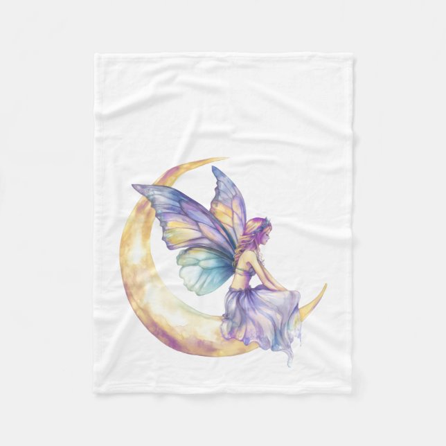Fairy on Moon Soft Baby Blanket (Front)