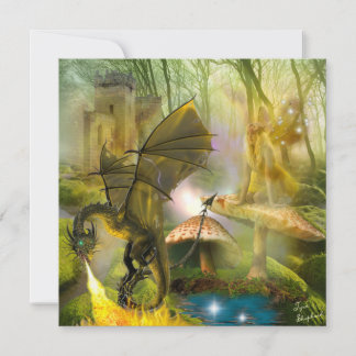 Fairy On Mushroom & Fantasy Dragon