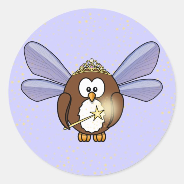 fairy owl classic round sticker (Front)