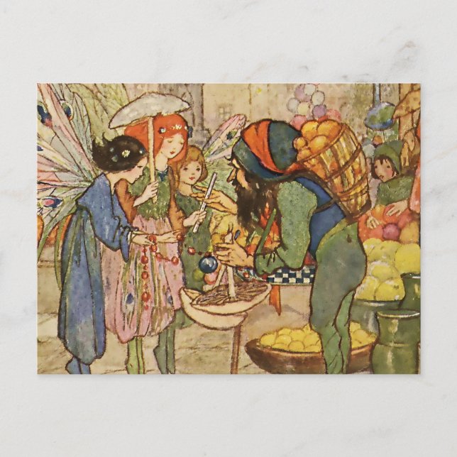 “Fairy Pedlars” by Florence Harrison Postcard (Front)