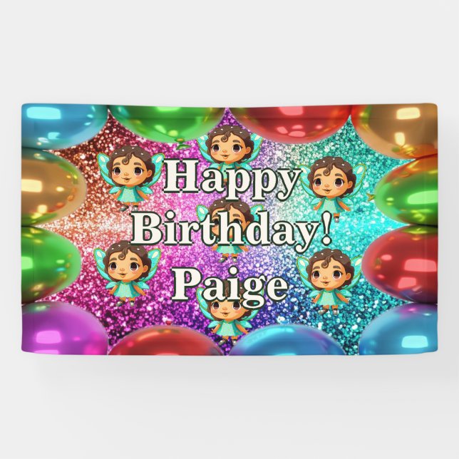 Fairy Personalized character birthday banner (Horizontal)