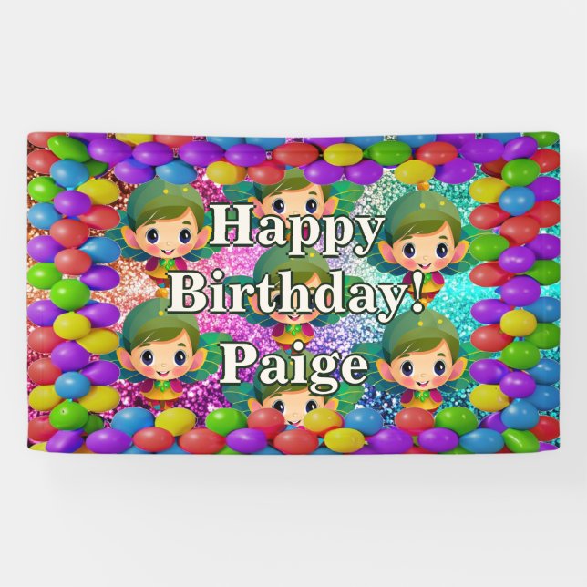 Fairy Personalized character birthday banner (Horizontal)