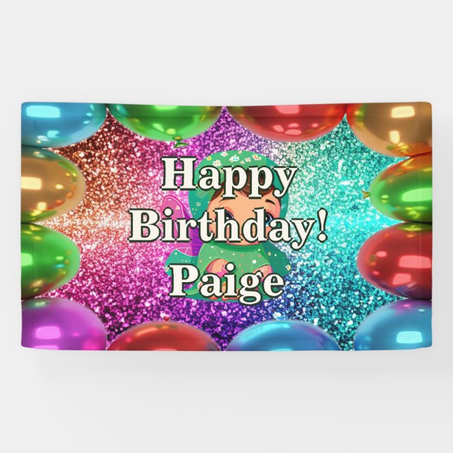Fairy Personalized character birthday banner (Horizontal)