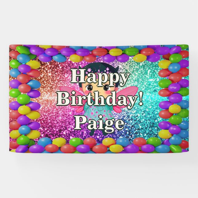 Fairy Personalized character birthday banner (Horizontal)