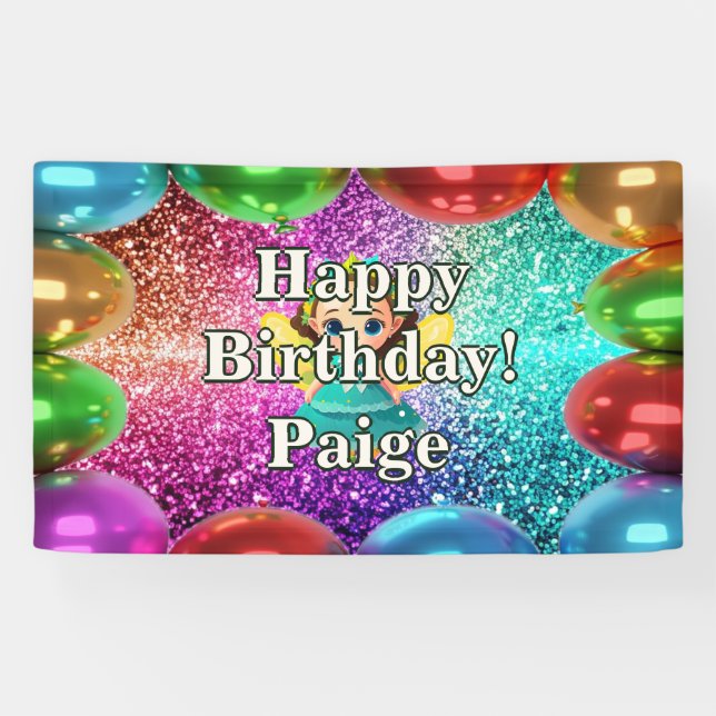 Fairy Personalized character birthday banner (Horizontal)
