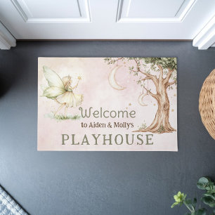 Fairy personalized kids playhouse welcome doormat