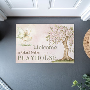 Fairy personalized kids playhouse welcome doormat