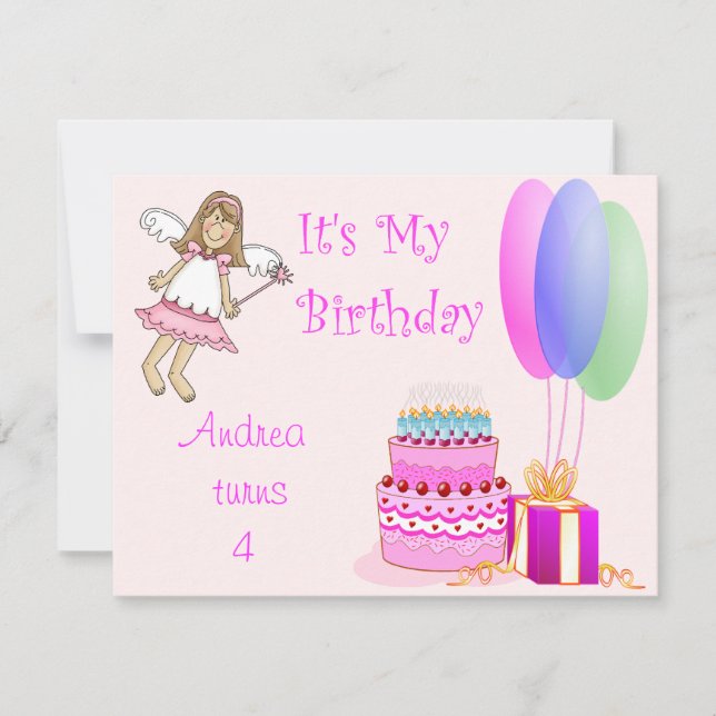 Fairy Pink Birthday Invites (Front)