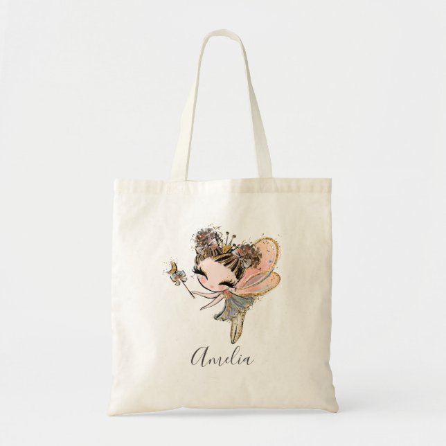 Fairy Pixie Enchanted Magical Girl Name Shopping Tote Bag (Front)