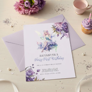 Fairy Première Invitation d'anniversaire   Violet 