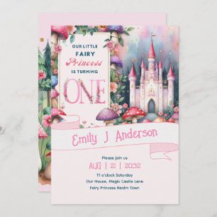 Fairy Princess 1st Birthday ONE Pink Fairycore Invitation