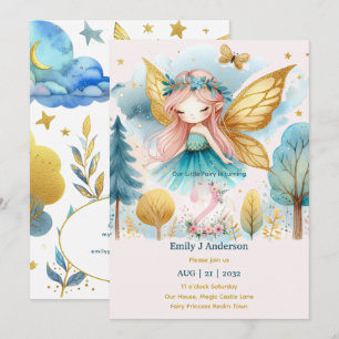 Fairy Princess 2nd Birthday TWO Pink Fairycore Invitation
