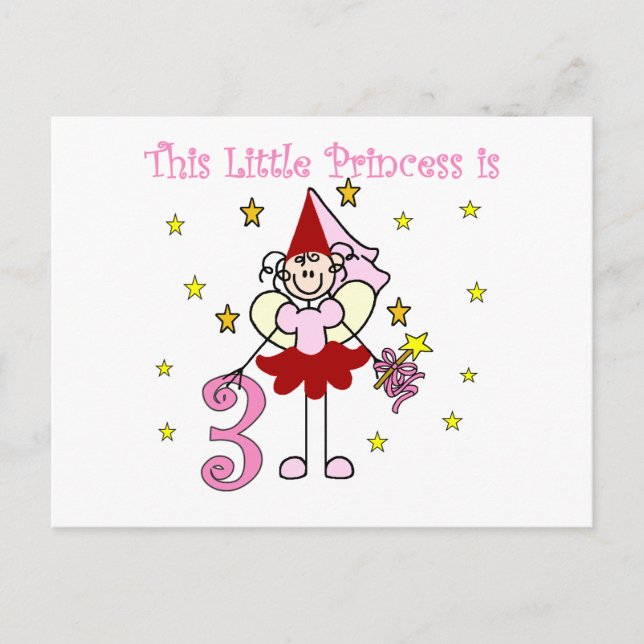 Fairy Princess 3rd Birthday Tshirts and Gifts Postcard (Front)