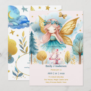 Fairy Princess 4TH Birthday FOUR Pink Fairycore Invitation