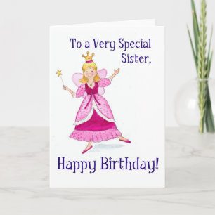 Fairy Princess Birthday Card for a Sister