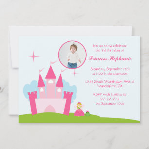 Fairy princess castle birthday party invitation