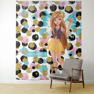 Fairy Princess Colourful Polka Dots Glittery Effec Tapestry