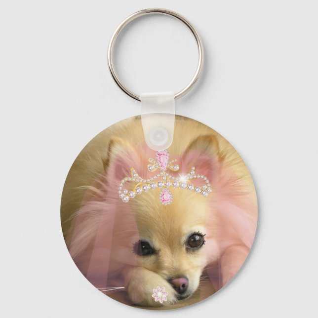 fairy princess dog with diamond crown keychain (Front)