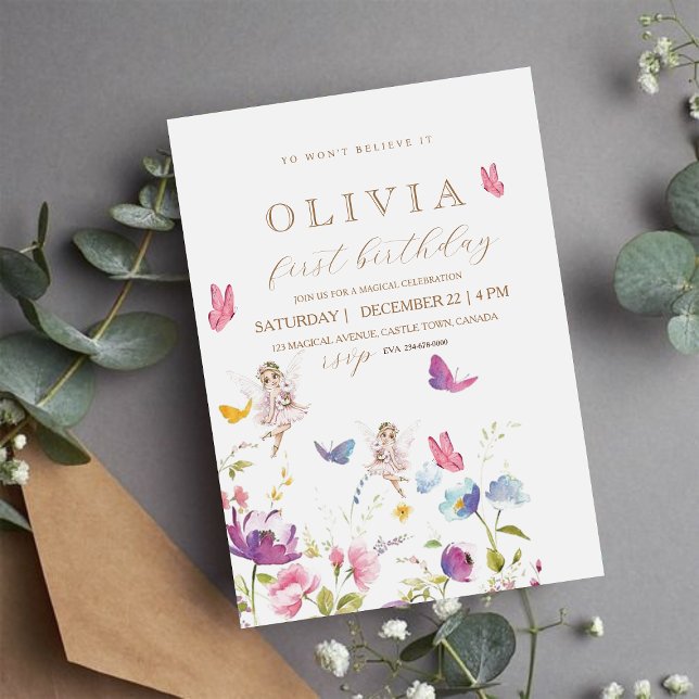  Fairy Princess Flower Garden Girls Birthday Party Invitation (Creator Uploaded)