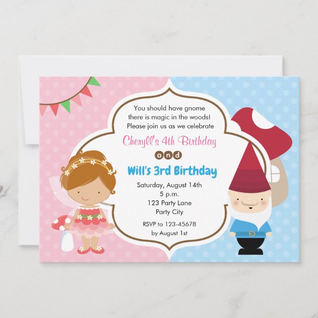 Fairy Princess & Gnome Woodlands Party Invitation (Devant)