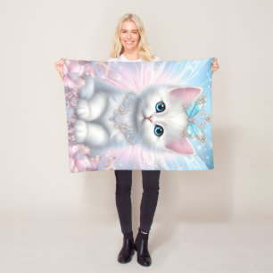 Fairy Princess Kitten Fleece Blanket