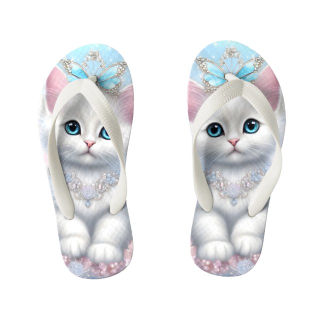 Fairy Princess Kitten Kid's Flip Flops (Footbed)