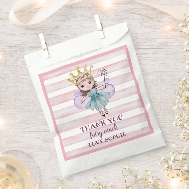 Fairy Princess Party Pink Thank you  Favour Bag (Clipped)