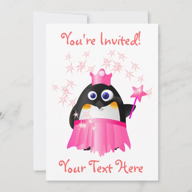 Fairy Princess Penguin Invitation (Front)