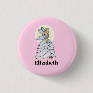Fairy Princess Petals Dress Fashion Illustration 1 Inch Round Button