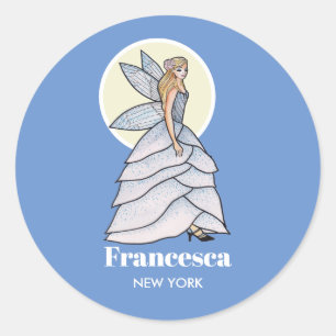 Fairy Princess Petals Dress Fashion Illustration Classic Round Sticker
