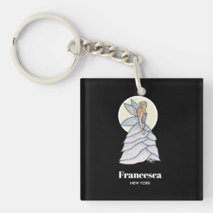 Fairy Princess Petals Dress Fashion Illustration Keychain