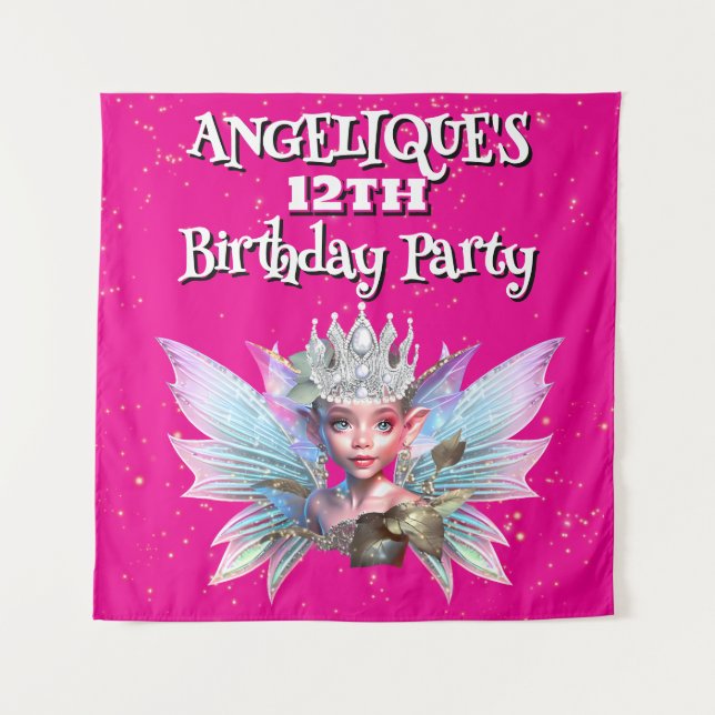Fairy princess pink decorations girls birthday tapestry (Front)