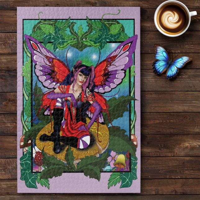 Fairy Purple Red Mushroom Gothic Jigsaw Puzzle (Creator Uploaded)