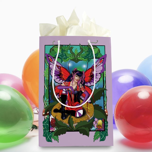 Fairy Purple Red Mushroom Gothic Medium Gift Bag (Creator Uploaded)