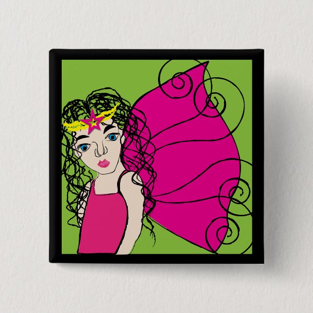 Fairy Queen 2 Inch Square Button (Front)