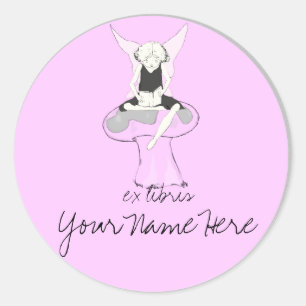 Fairy Reading on Mushroom Classic Round Sticker