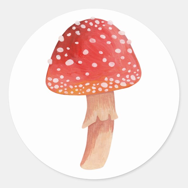 Fairy red mushroom. Woodland fly agaric. Amanita  Classic Round Sticker (Front)