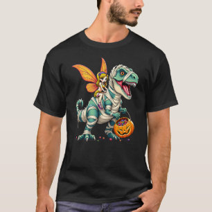 Fairy Riding Mummy T-Rex Dinosaur Halloween T-Shirt