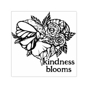 Fairy Roses Art Peach and Pink Fairies Garden      Self-inking Stamp