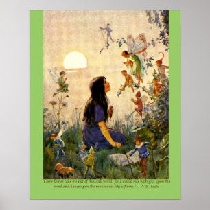 Fairy Secrets & Yeats Quote Vintage Print