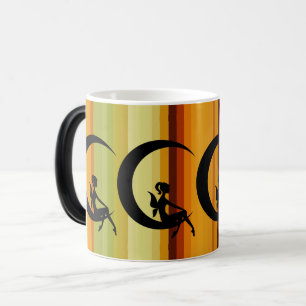 Fairy Silhouette on Crescent Moon Design Magic Mug