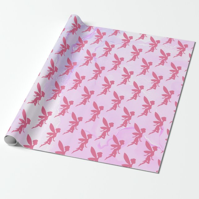 fairy silhouette patterns wrapping paper (Unrolled)