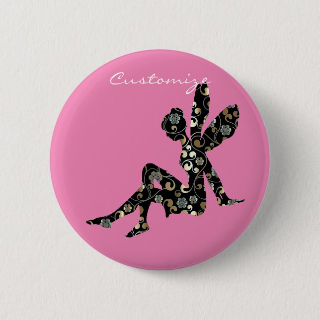 Fairy Silhouette Thunder_Cove 2 Inch Round Button (Front)
