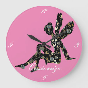 Fairy Silhouette Thunder_Cove Large Clock